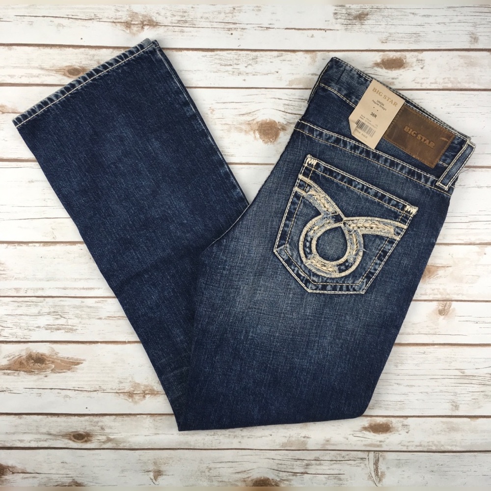 Mens Big Star Jeans Union Straight Leg Destroyed 34S or 38S